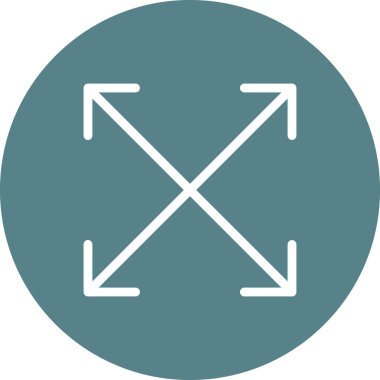 Tam ekran, ok, ölçek ikon vektör görüntüsü. Oklar ve işaretler için de kullanılabilir. Web uygulamalarında, mobil uygulamalarda ve yazdırma ortamlarında kullanılabilir.