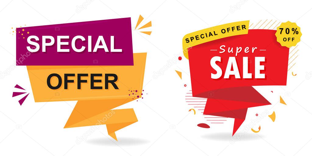 Super sale, special offer poster design. Isolated vector illustration.