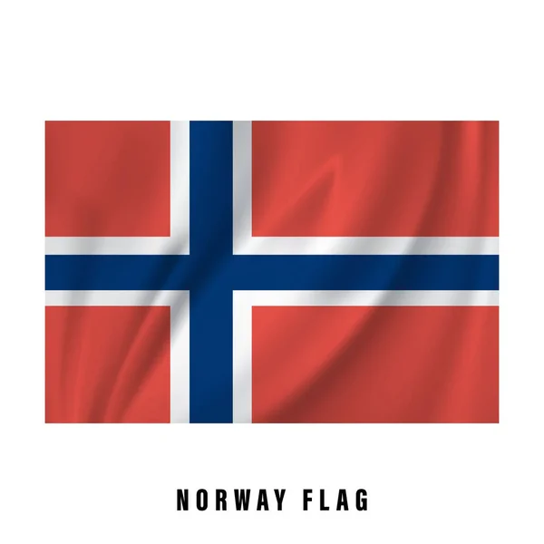挥动着挪威国旗现实的挪威国旗矢量设计 被隔离了 — 图库矢量图片