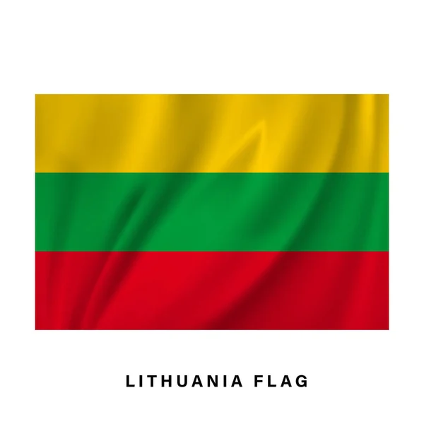 リトアニアは旗を振っている 現実的な国旗ベクトルデザイン — ストックベクタ