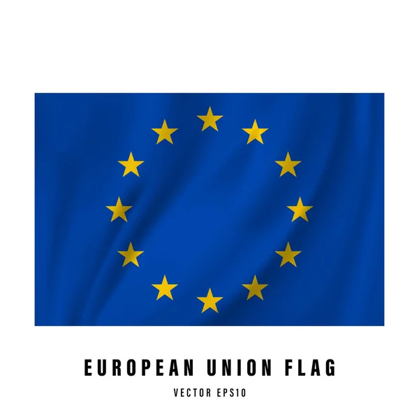 Bandera Unión Europea Ondea Diseño Realista Vectores Bandera Nacional Aislado — Vector de stock