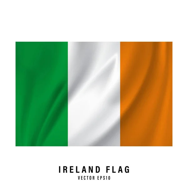 Irlanda Sventola Bandiera Realistico Disegno Vettoriale Bandiera Nazionale Isolato — Vettoriale Stock