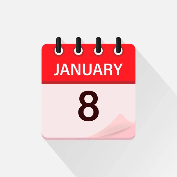Ιανουαρίου Ημερολόγιο Εικόνα Σκιά Μέρα Μήνας Επίπεδη Διανυσματική Απεικόνιση — Διανυσματικό Αρχείο