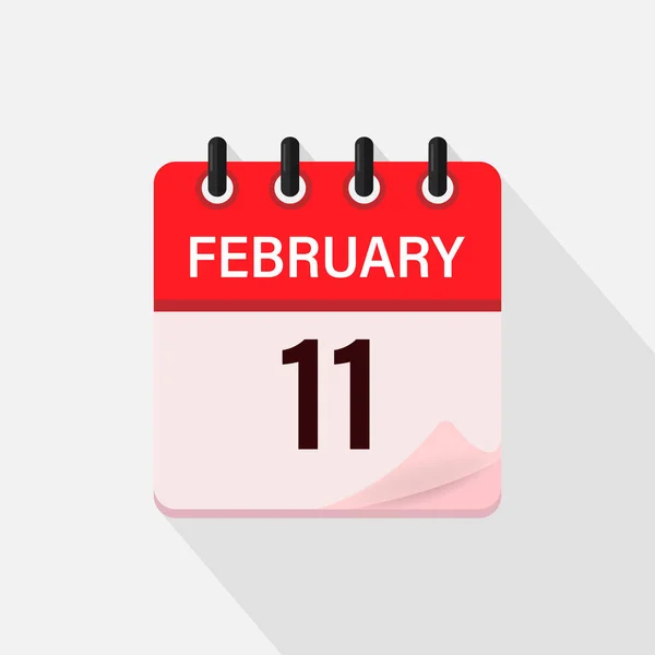 Φεβρουαρίου Ημερολόγιο Εικόνα Σκιά Μέρα Μήνας Επίπεδη Διανυσματική Απεικόνιση — Διανυσματικό Αρχείο