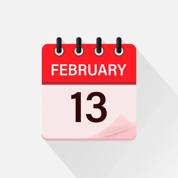 Febbraio Icona Del Calendario Con Ombra Giorno Mese Illustrazione Vettoriale — Vettoriale Stock