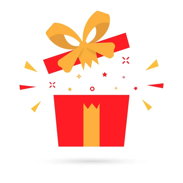 Red Gift Box Confetti Flat Style Special Celebration Birthday Isoled — стоковий вектор