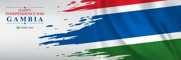 Febbraio Giorno Indipendenza Gambia Illustrazione Vettoriale Biglietto Auguri Poster Banner — Vettoriale Stock
