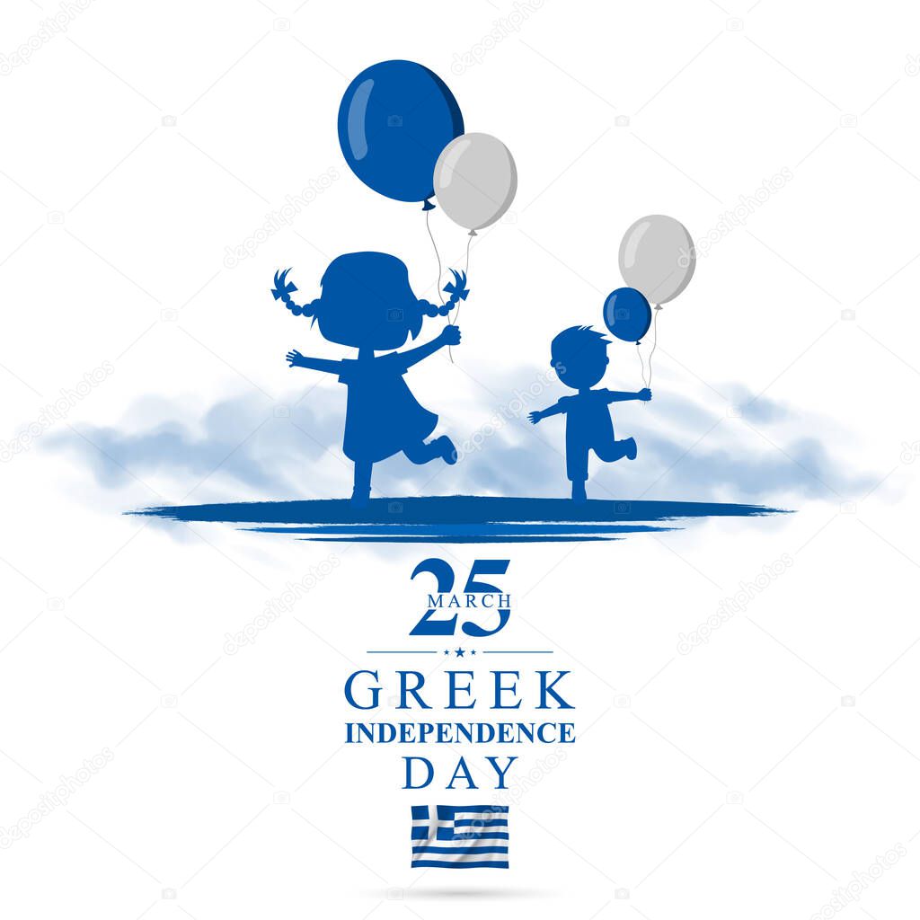 25 march Independence day of Greece. The Greek flag. Vector illustration for greeting card, poster and banner.