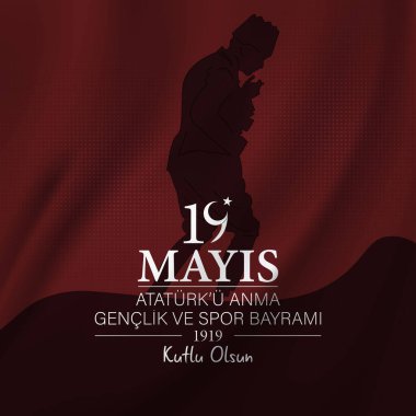19 Mayıs 'ta Atatürk, gençlik ve spor bayram tasarım vektörü.