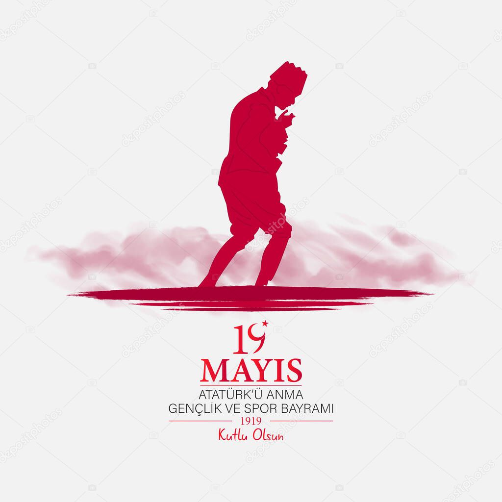 19 May Commemoration of Atatrk, Youth and Sports Day, Turkish national holiday. Vector drawing.