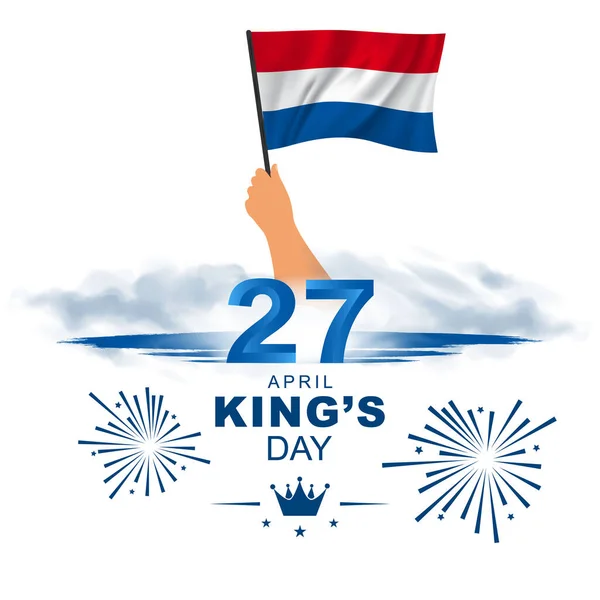 April Koningsdag Koningsverjaardag Nederland Kaart Banner Poster Achtergrond Ontwerp Vectorillustratie — Stockvector