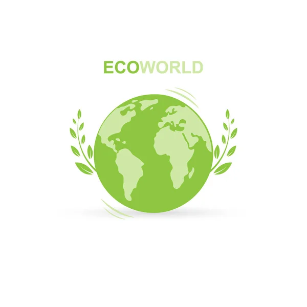 Groene Aarde Bladeren Eco World Red Planeet Energiebesparend Concept Geïsoleerd — Stockvector