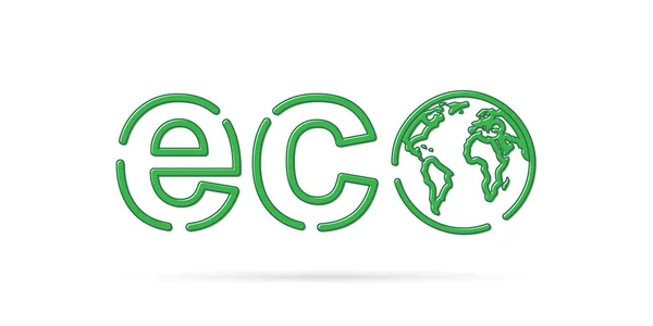 Ícone Ecologia Planeta Símbolo Ecológico Logotipo Vector Isolado —  Vetores de Stock