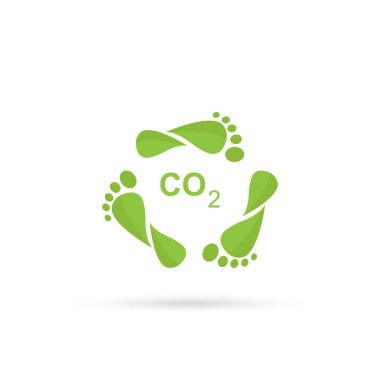 Carbon Footprint C02. Leaves style footprint. Vector isolated on white background. clipart