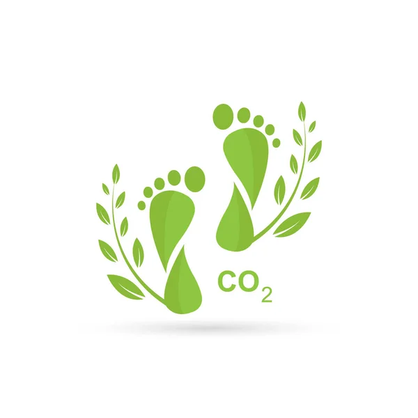 Carbon Footprint C02 Boom Bladeren Symbol Vector Geïsoleerd Witte Achtergrond — Stockvector