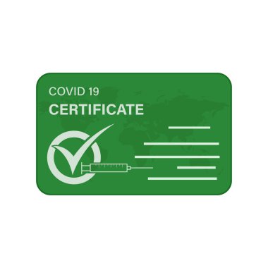 Aşı sertifikası covid 19 koronavirüs. Sorunsuz ve izole vektör çizimi için bağışıklık aşısı kartı.