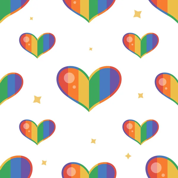 Corações Sem Costura Padrão Com Arco Íris Desfile Gay Padrão —  Vetores de Stock
