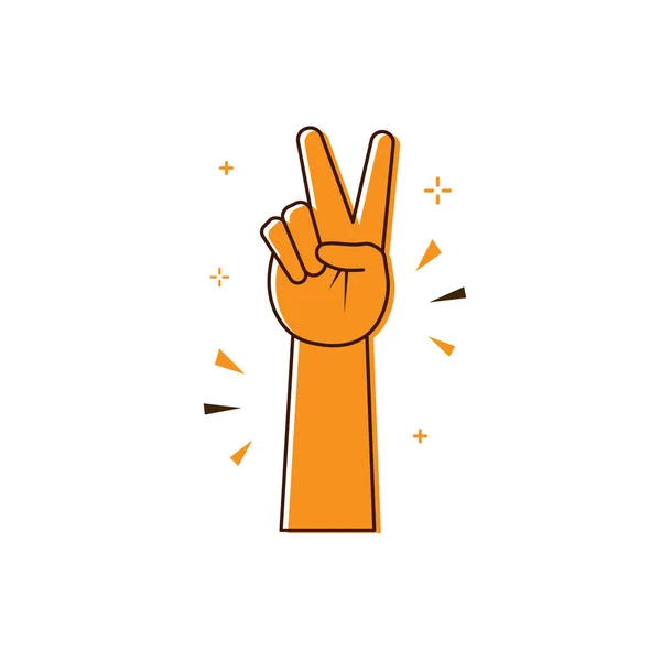 Success Winner Concept Line Flat Icons Victory Peace Hand Gesture — Stock Vector