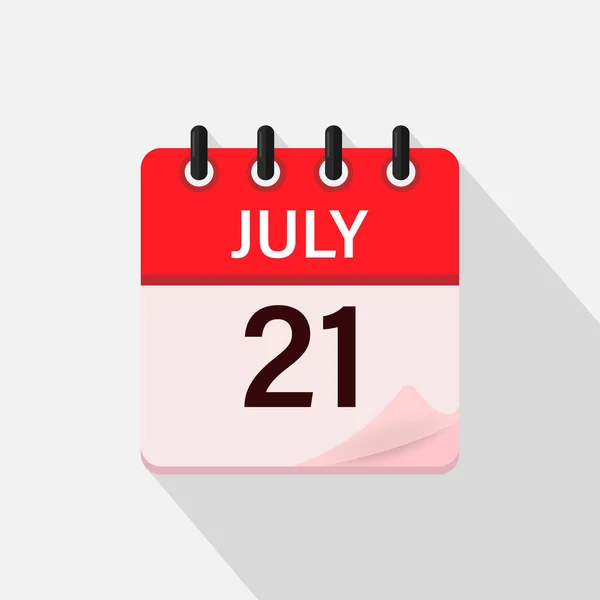 Ιουλίου Ημερολόγιο Εικόνα Σκιά Μέρα Μήνας Επίπεδη Διανυσματική Απεικόνιση — Διανυσματικό Αρχείο
