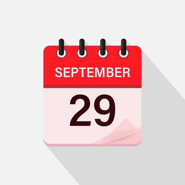September Kalender Icoon Met Schaduw Dag Maand Platte Vectorillustratie — Stockvector