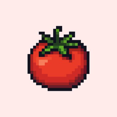Piksel sanat tarzında domates ikonu. Vektör illüstrasyonu.