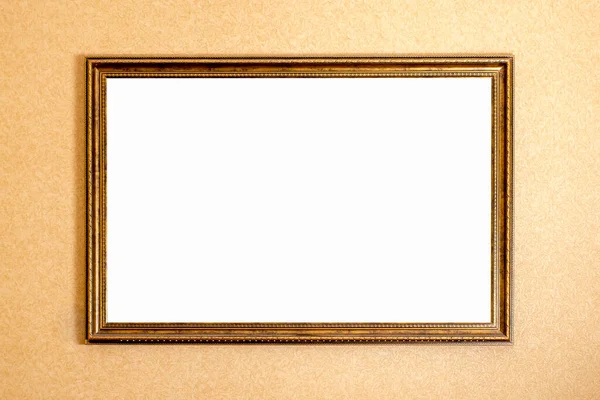 Декоративная Золотая Рамка Картины Стене Обоями Копировальным Пространством Стоковое Изображение