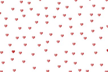 Sevgililer Günü. Beyaz arka planda kırmızı kalpler. Duvar kağıdı. Aşıklar için kart. Şablon. Boşluğu kopyala