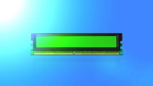 Ram 青い背景にコンピュータのランダムアクセスメモリのモジュール 横に点滅 — ストック写真