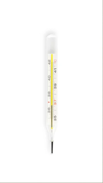 Hőmérő Fehér Háttérrel Elkülöníteni Hőmérséklet — Stock Fotó