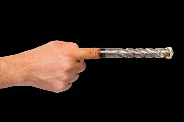 İşaret parmağına matkap yerleştirilmiş. Çalışan kişi kavramı.