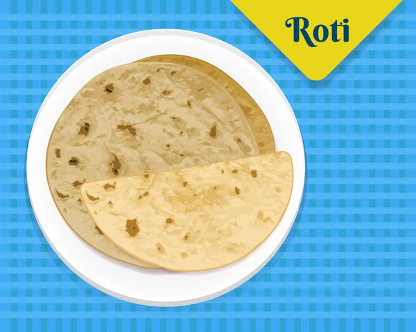 Indiano Famoso Roti Paratha Roti Placa Ilustração Vista Superior —  Vetores de Stock