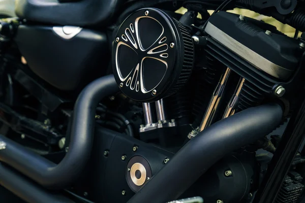 Retro shiny chrome motorcycle moto engine image. — Stock Photo, Image