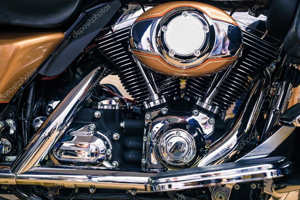 Retro shiny chrome motorcycle moto engine image