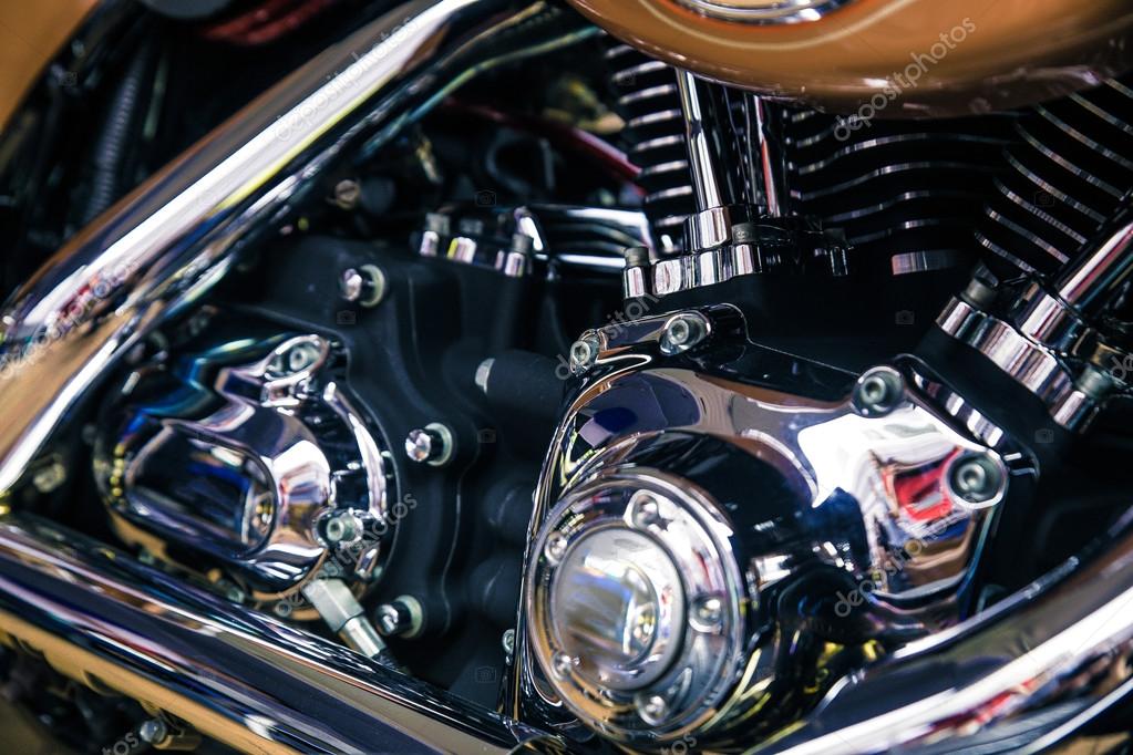 Retro shiny chrome motorcycle moto engine image