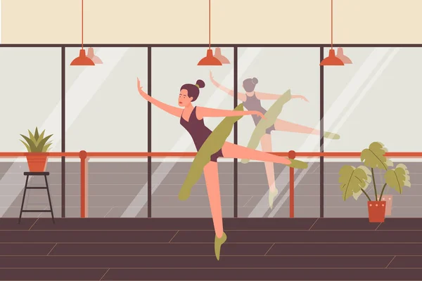 Dansen vrouw ballerina poses, choreografie dansschool — Stockvector