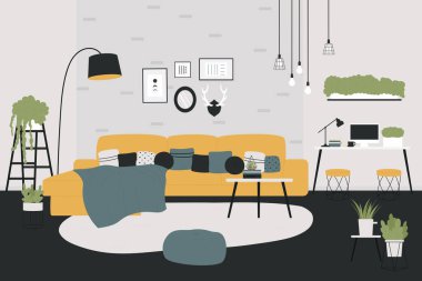 Ev, oturma odası için İskandinav iç tasarımı