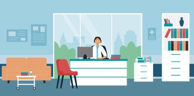 Doctor appointment, medical worker waiting patient