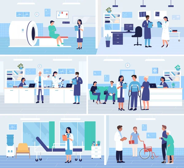 Hospital medicine departments, doctor appointment set — 图库矢量图片