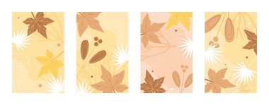 Autumn leaves pattern set, abstract autumnal nature foliage, garden or forest collection