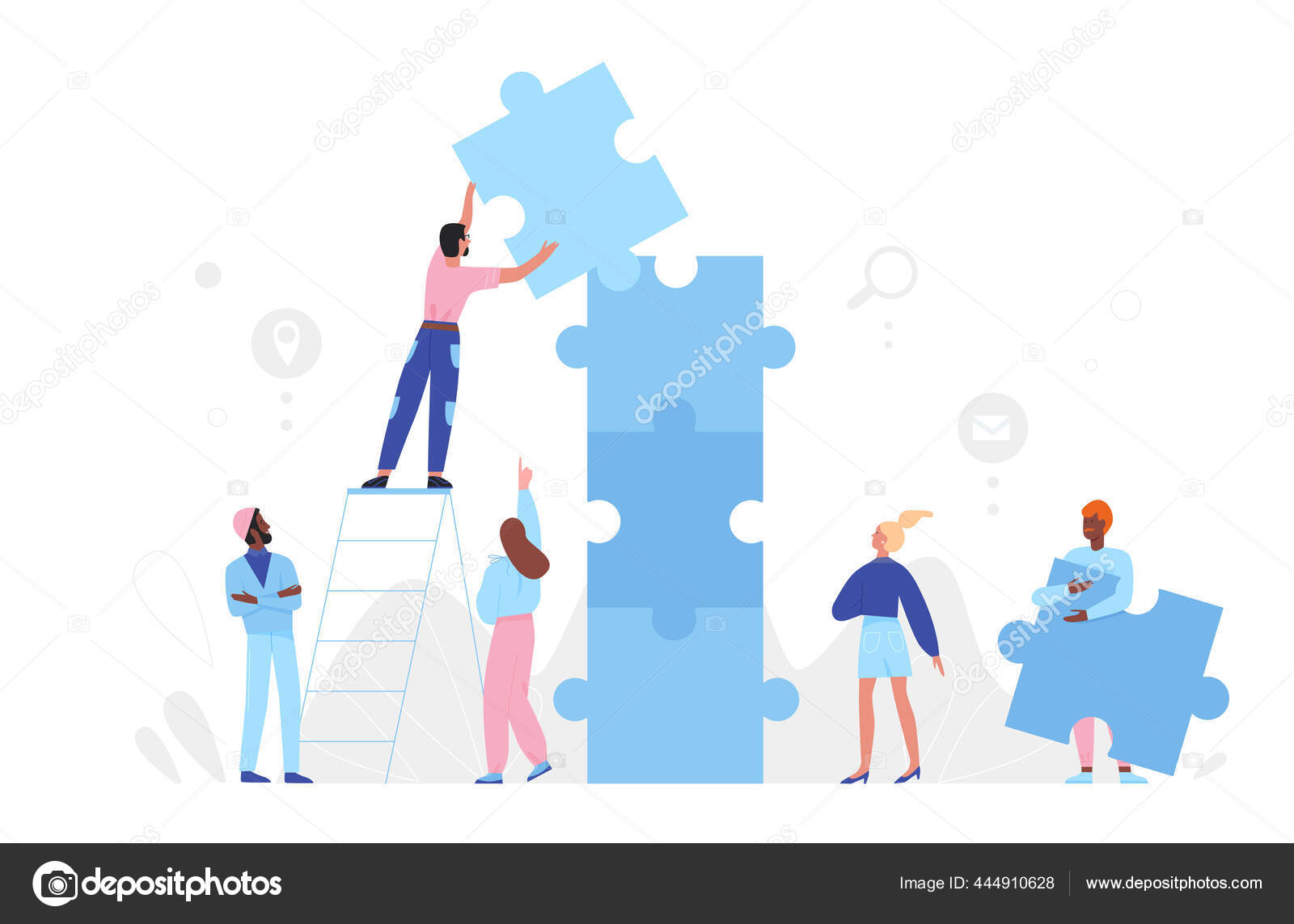 Team Building Great Jigsaw Puzzle Team Stock Illustration