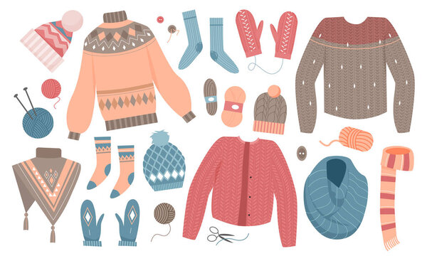 Комплект зимней трикотажной одежды, коллекция шерстяного трикотажа с носками свитера-свитера