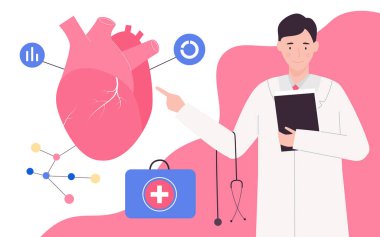 Tıbbi kardiyoloji doktoru muayenesi, dolaşım kardiyovasküler sistem kontrolü.