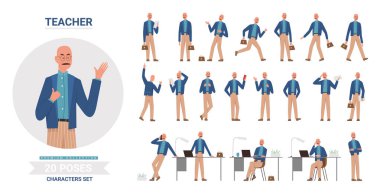 Erkek öğretmen poz veriyor.