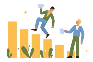 İş analizleri, insanlar başarı stratejisini analiz eder, grafik raporlarını büyütür.