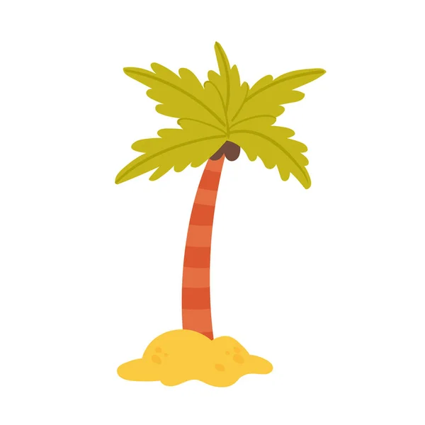Kokosová palma z tropického ostrova, letní dovolená na pláži, roztomilá exotická příroda — Stockový vektor