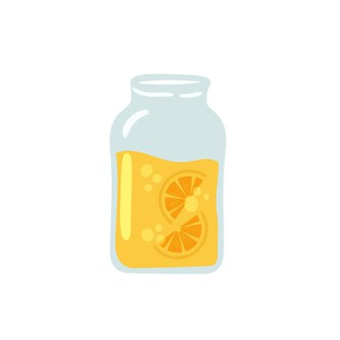 Limonata şişesi, yaz içeceği, meyve sulu taze narenciye kokteyl içen tatlı.