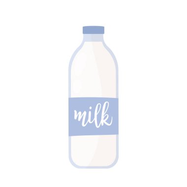 Cam şişedeki süt, sütçüden alınan süt ürünü, doğal tarım gıda üretimi.