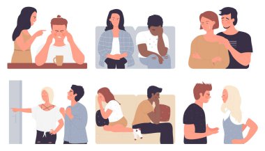 Kavga eden çiftler, kavgalı ilişkiler, stres tartışmaları.