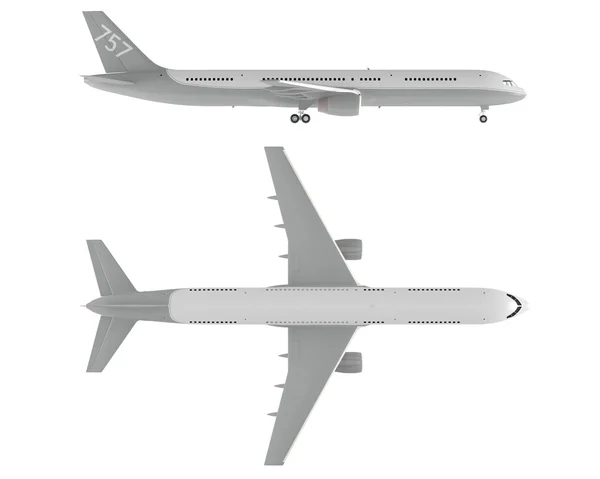 Un aereo isolato. Vista superiore e anteriore — Foto Stock