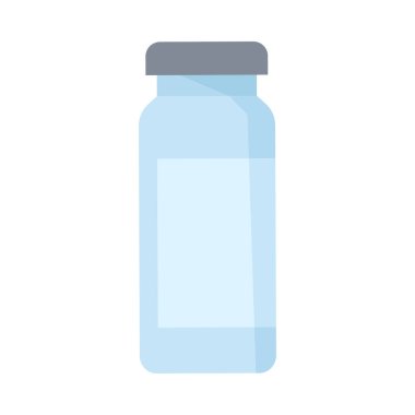 İzole edilmiş bir tıbbi aşı şişesinin beyaz arkaplan çizimi üzerindeki minimum düz tasarımı